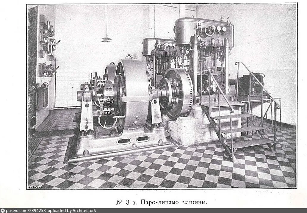 1895-1896 годы, пародинамомашины аккумуляторной станции Сандуновских бань