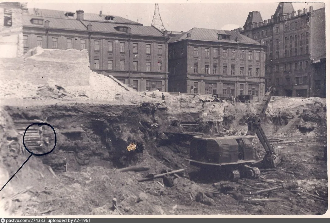 1951 год, Зарядье, Елецкий переулок: снос исторической жилой застройки перед началом строительных работ